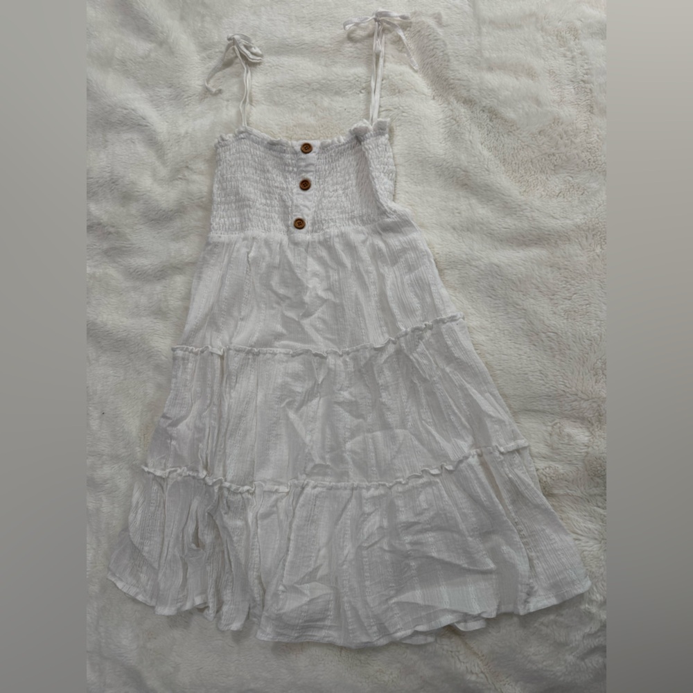 Altar'd State White Asymmetrical Ruffled Sundress